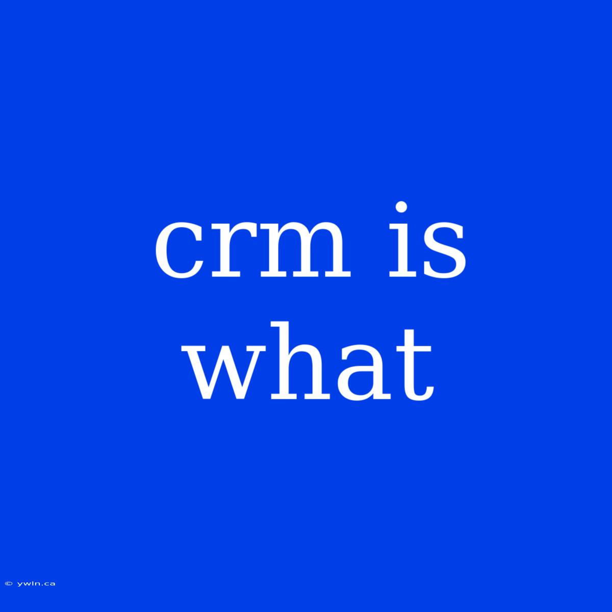 Crm Is What