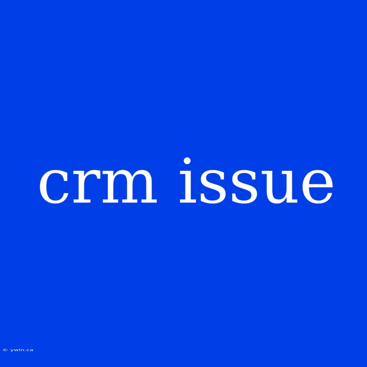 Crm Issue