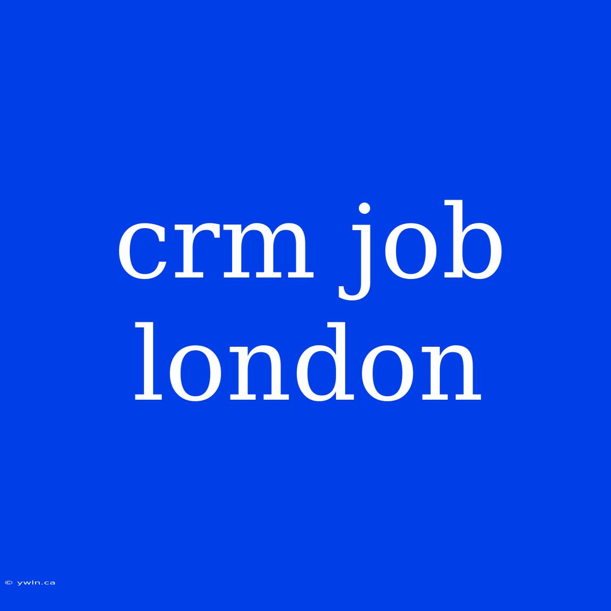 Crm Job London