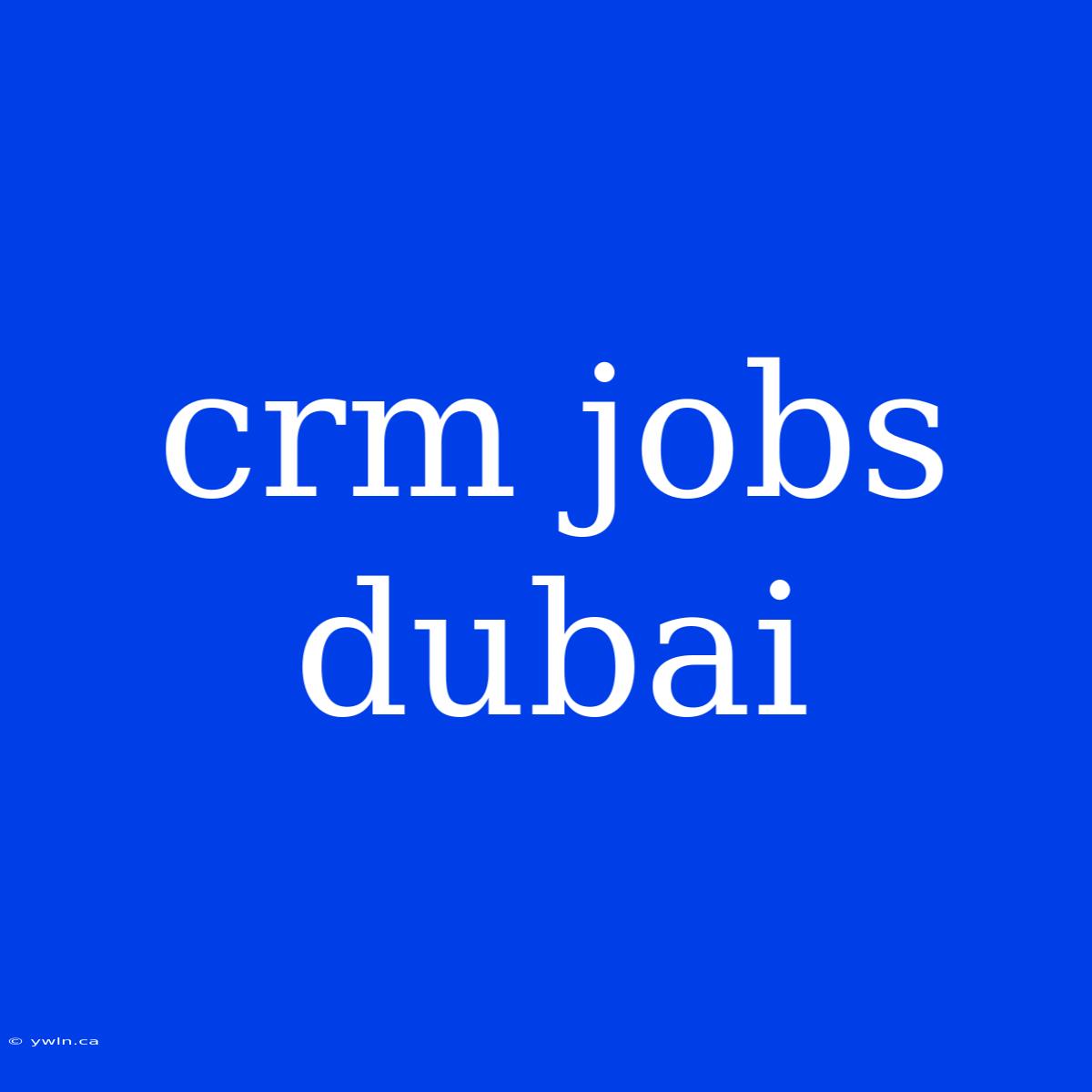 Crm Jobs Dubai