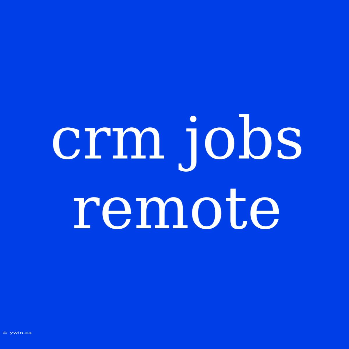 Crm Jobs Remote