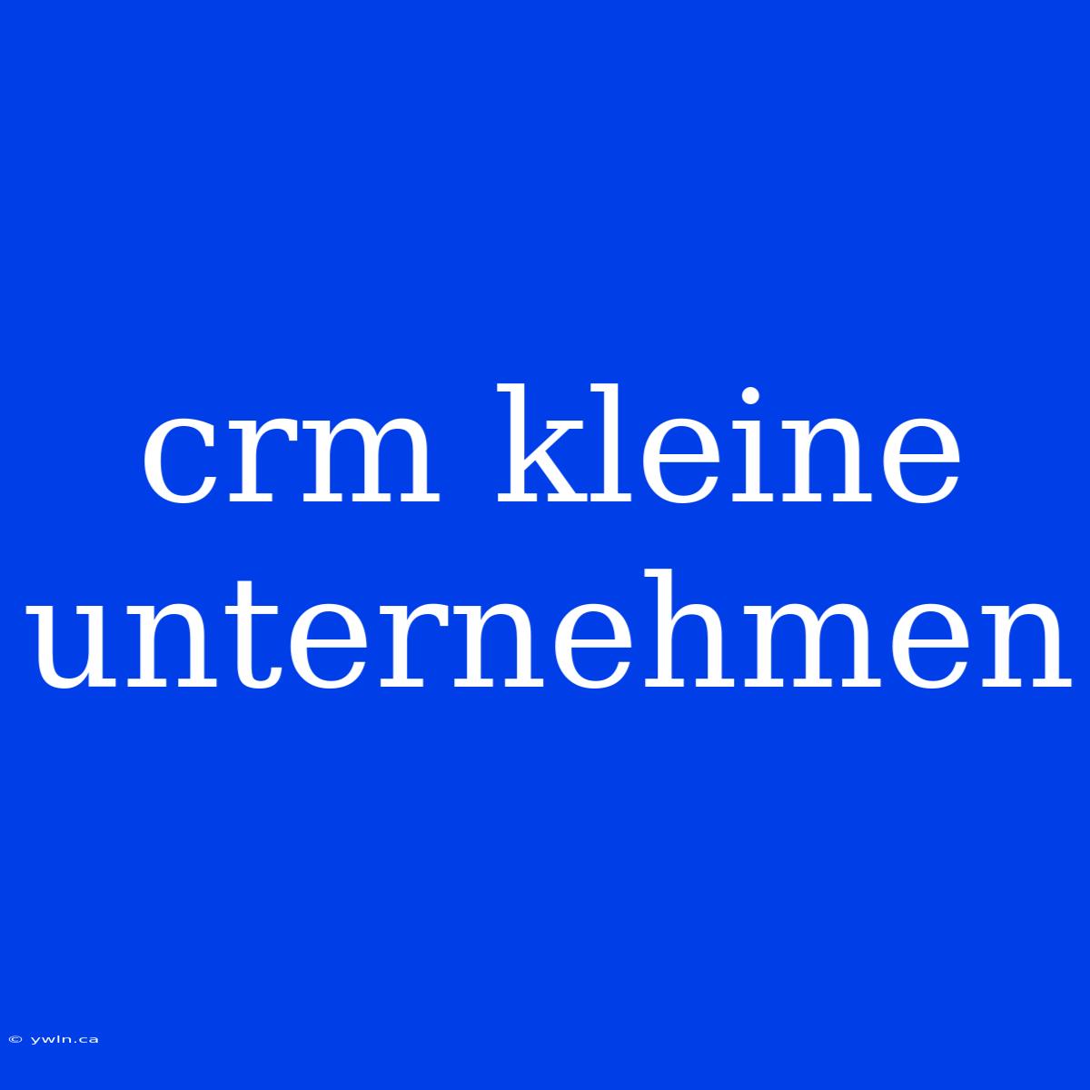 Crm Kleine Unternehmen