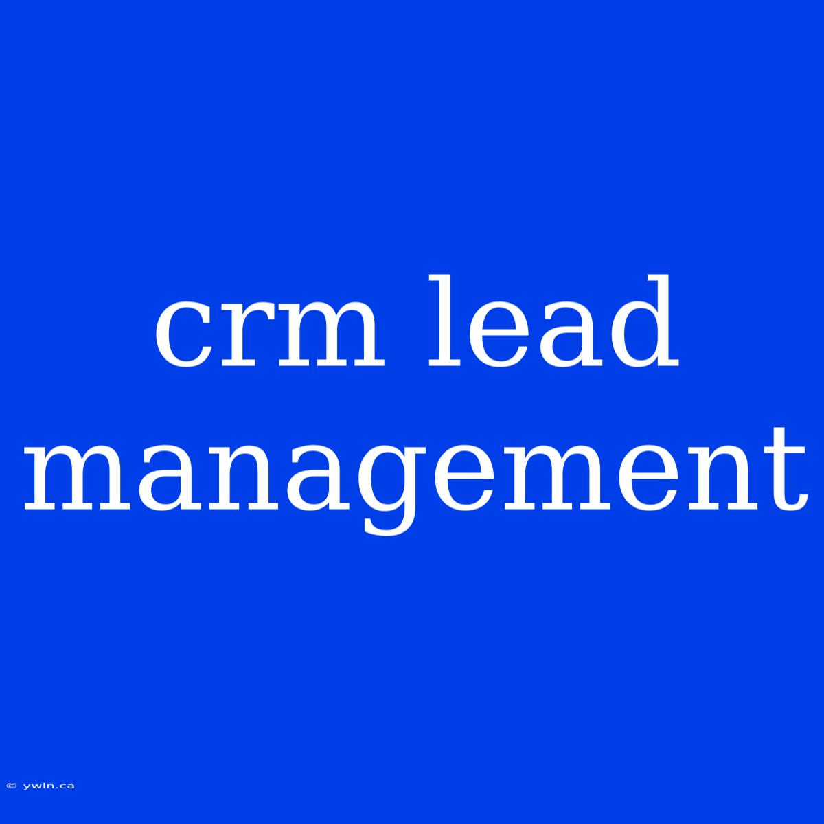 Crm Lead Management