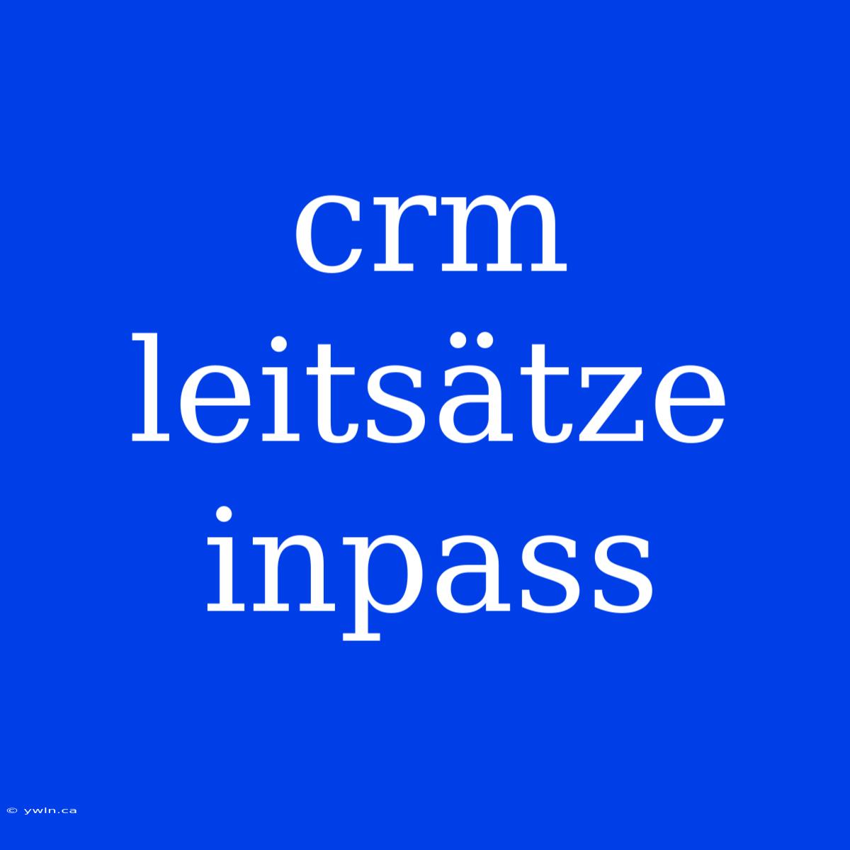 Crm Leitsätze Inpass