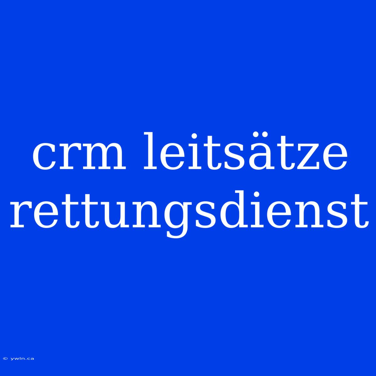 Crm Leitsätze Rettungsdienst