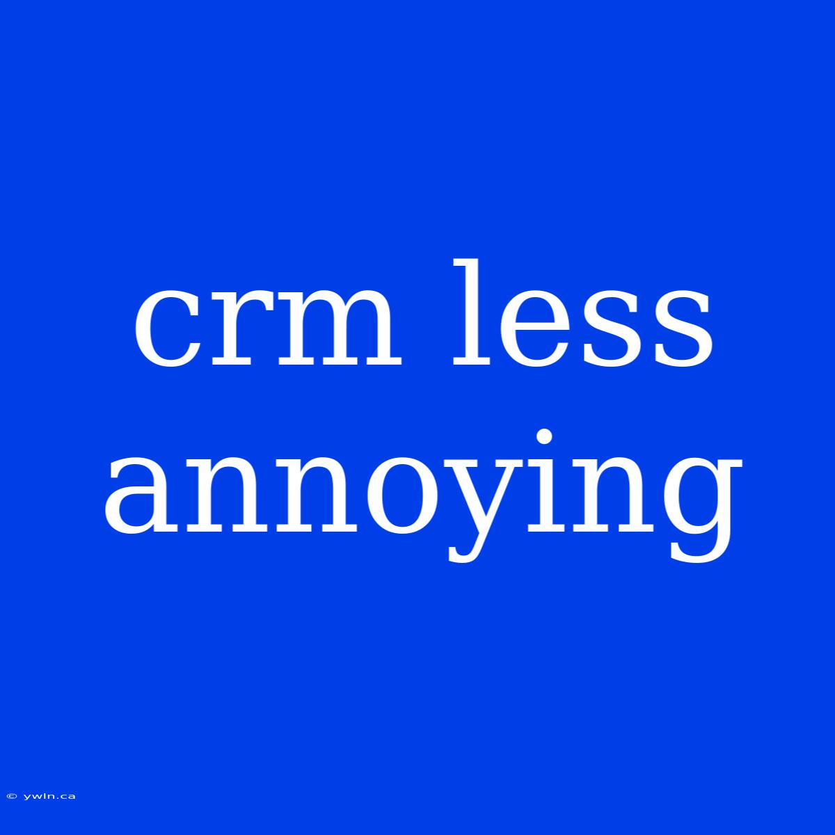 Crm Less Annoying