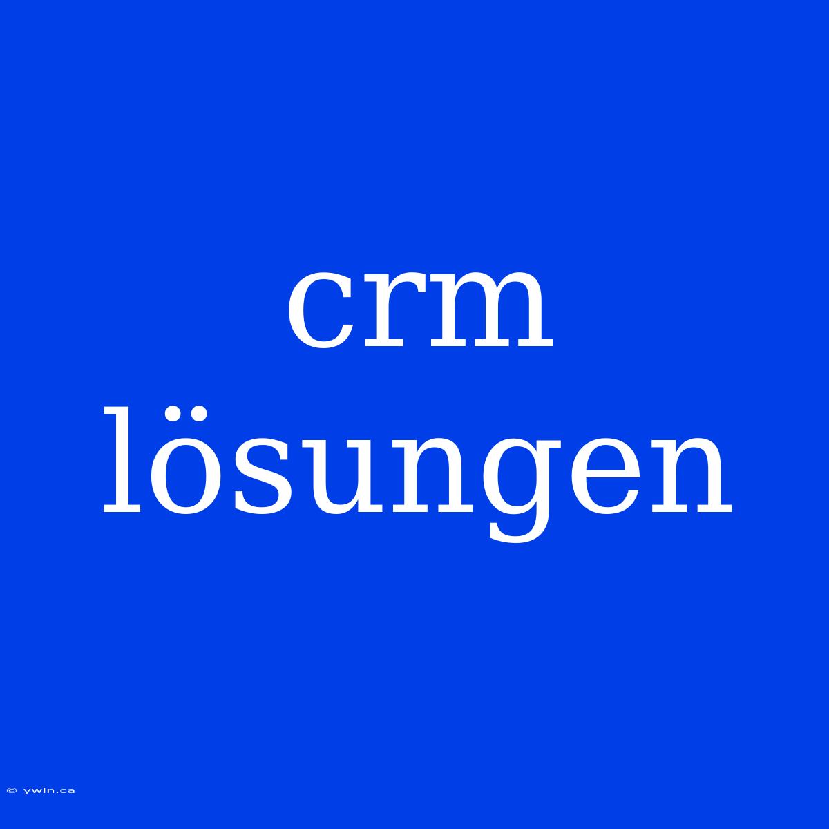 Crm Lösungen