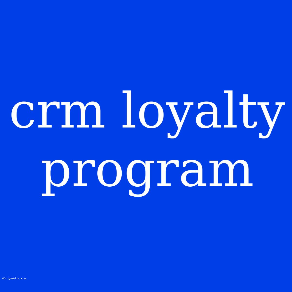 Crm Loyalty Program