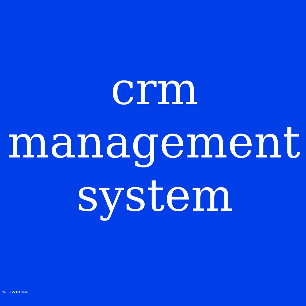 Crm Management System