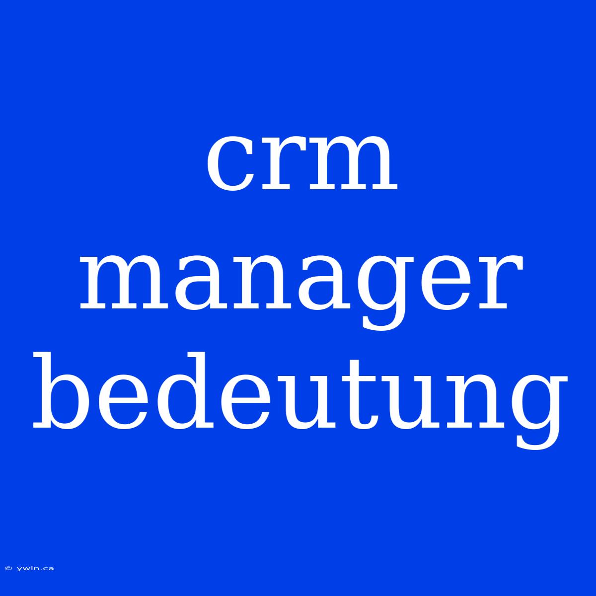 Crm Manager Bedeutung