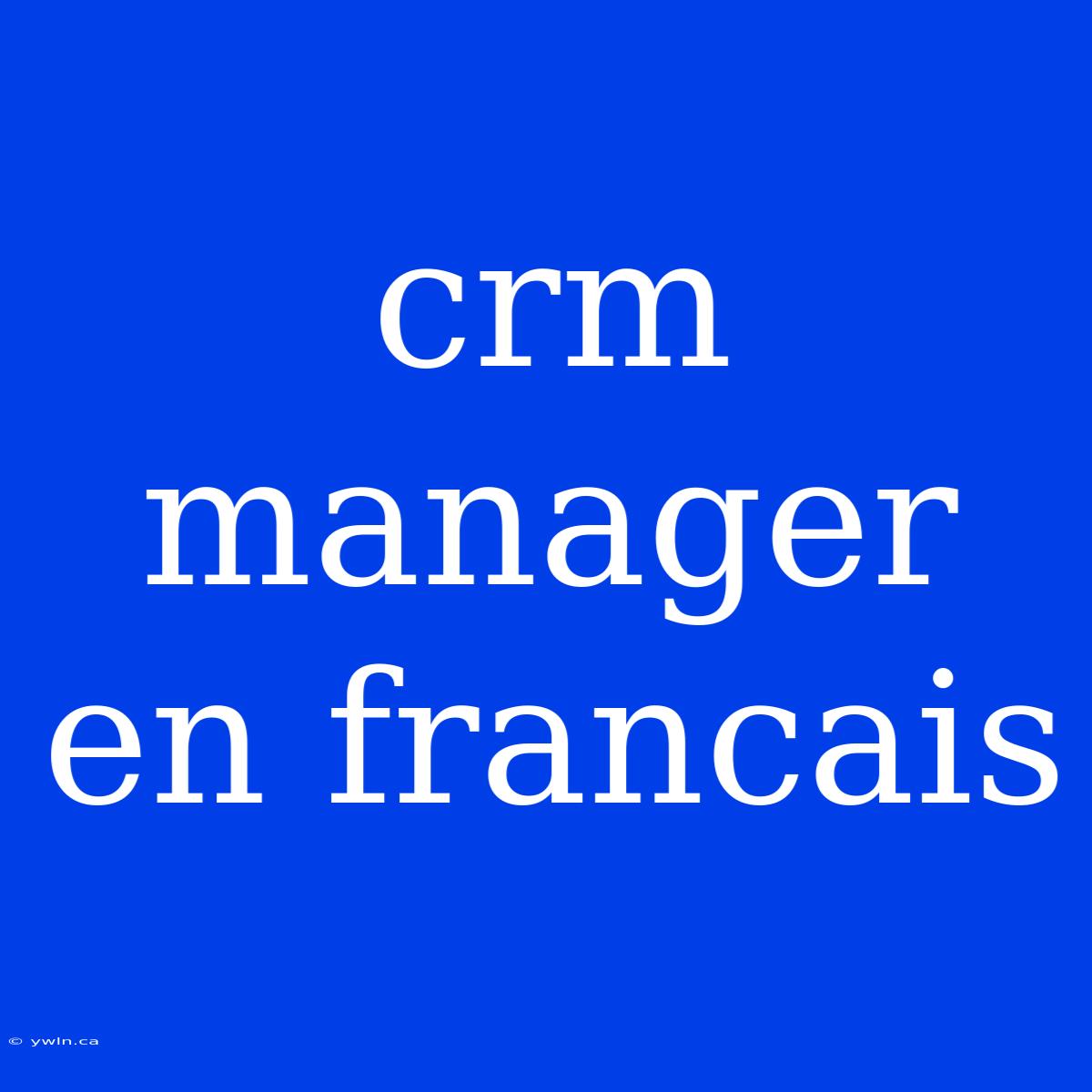 Crm Manager En Francais