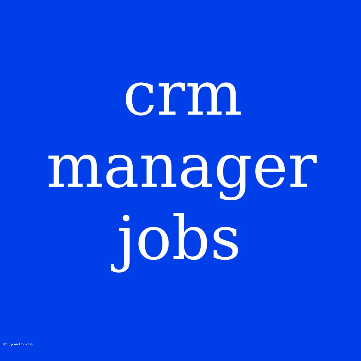 Crm Manager Jobs