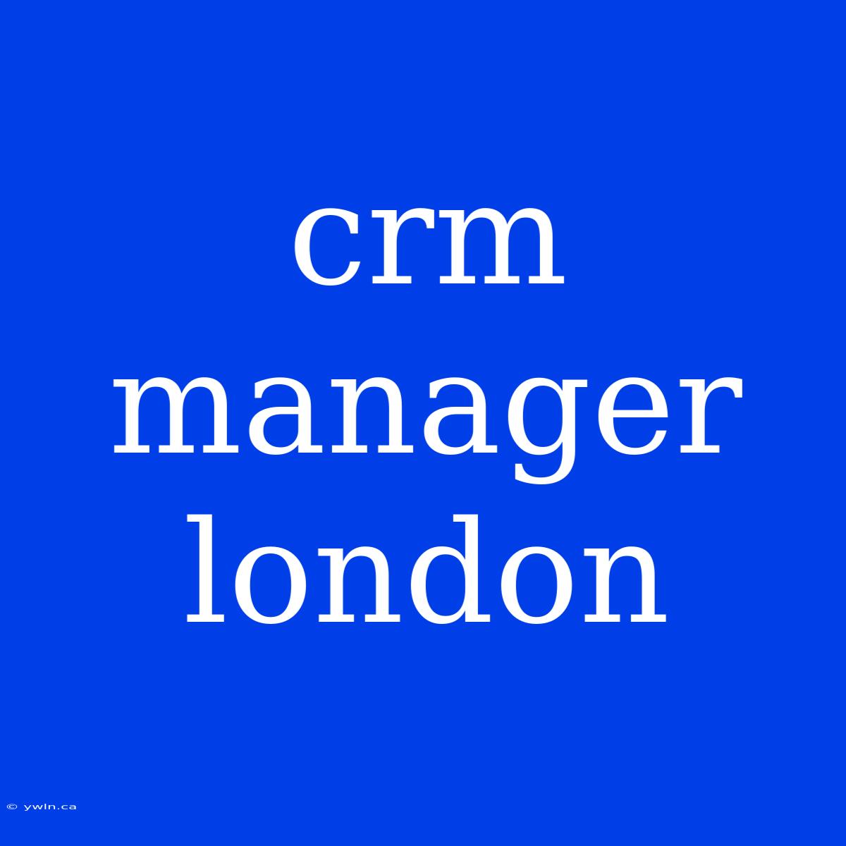 Crm Manager London