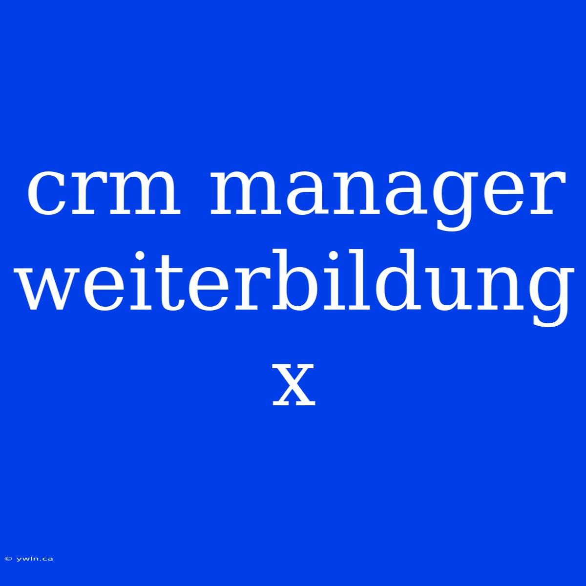 Crm Manager Weiterbildung X