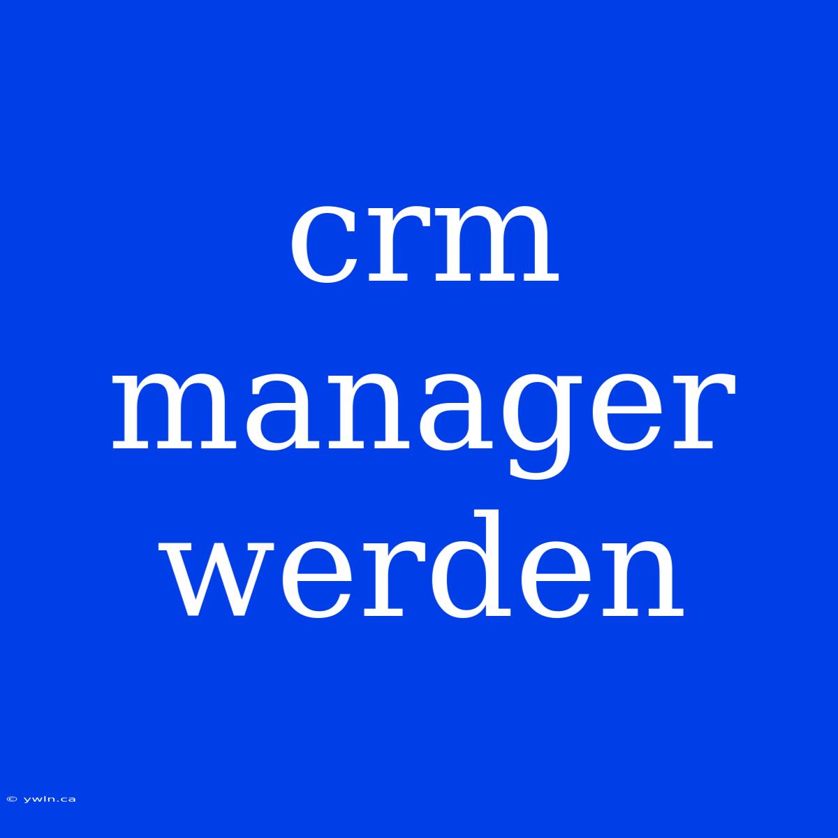 Crm Manager Werden