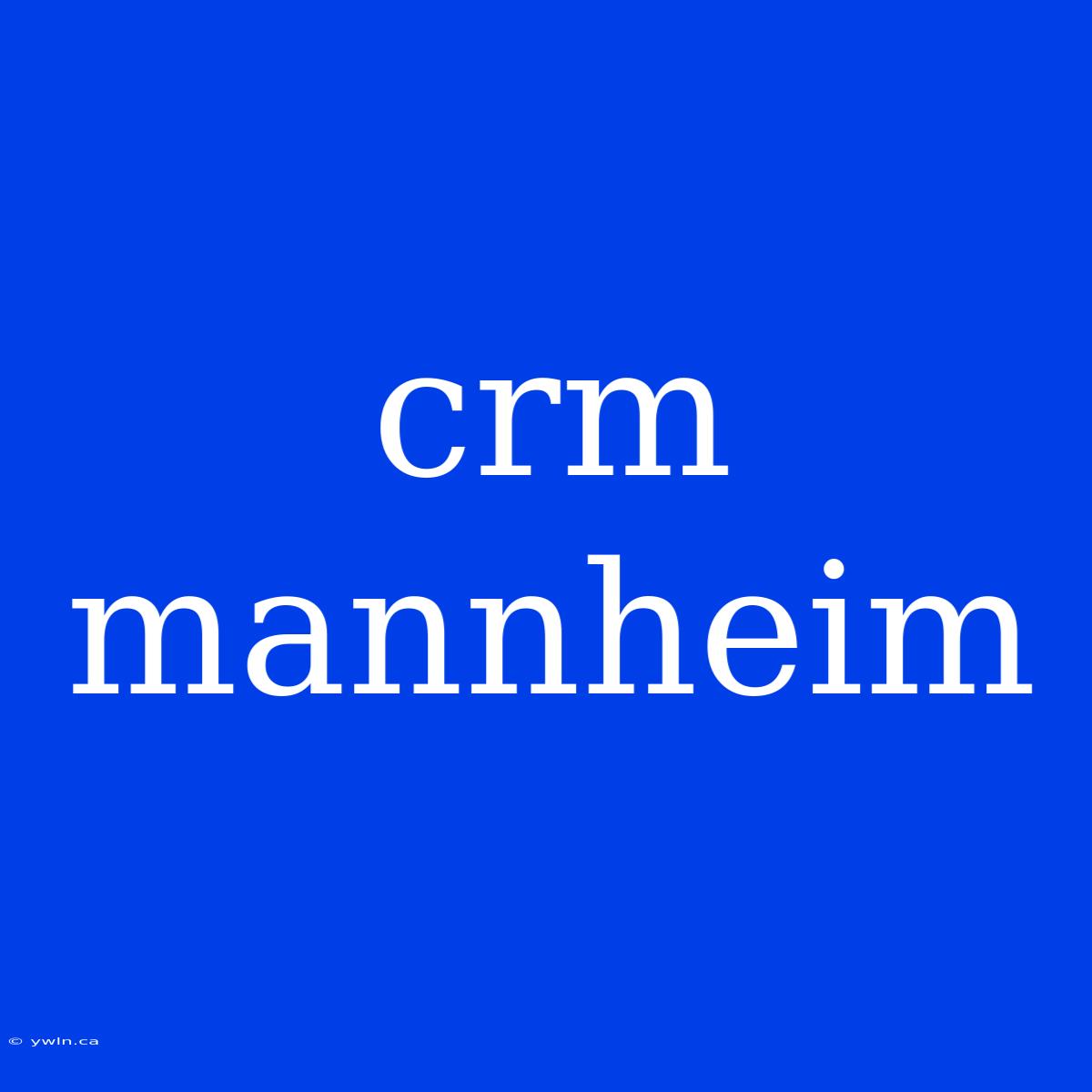 Crm Mannheim