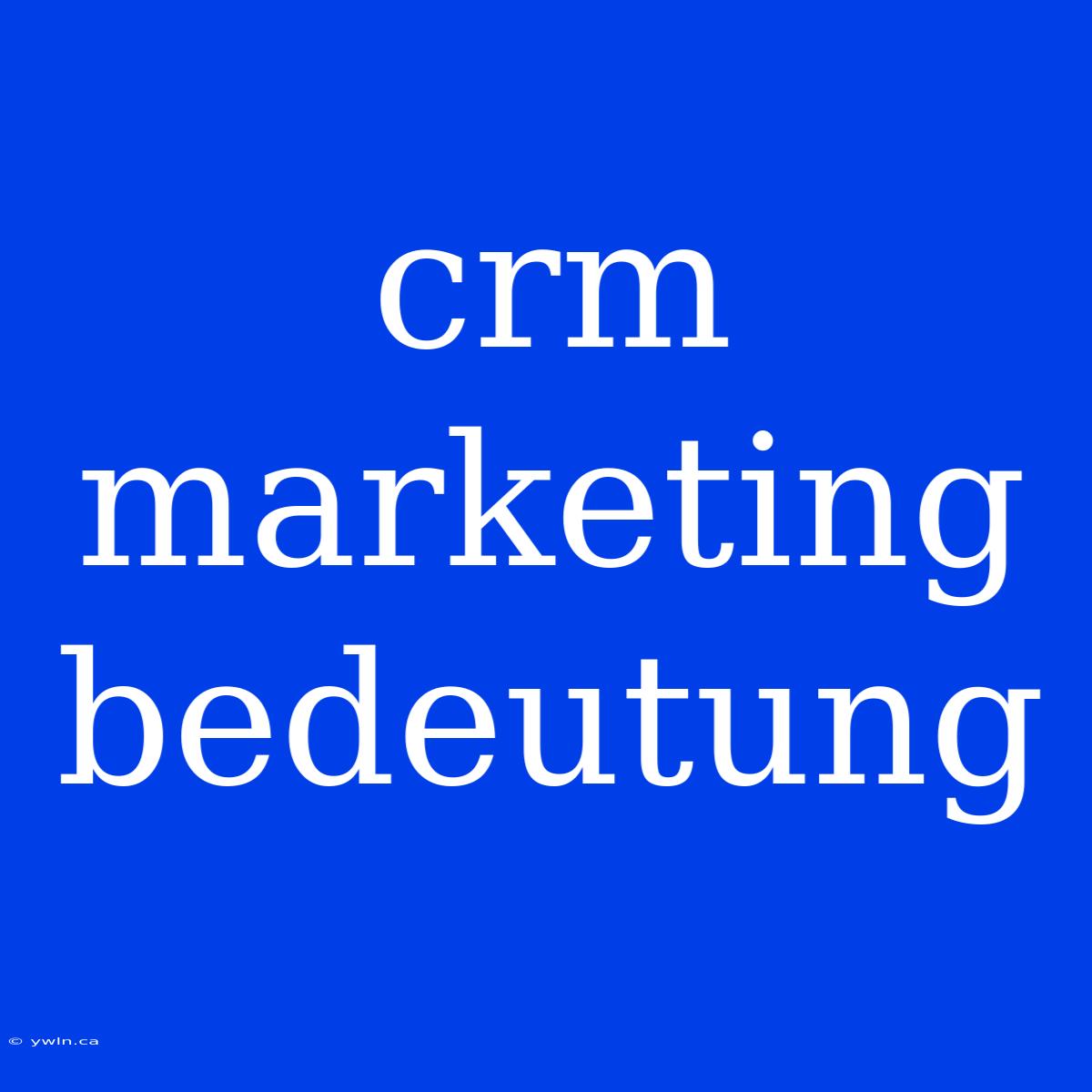 Crm Marketing Bedeutung