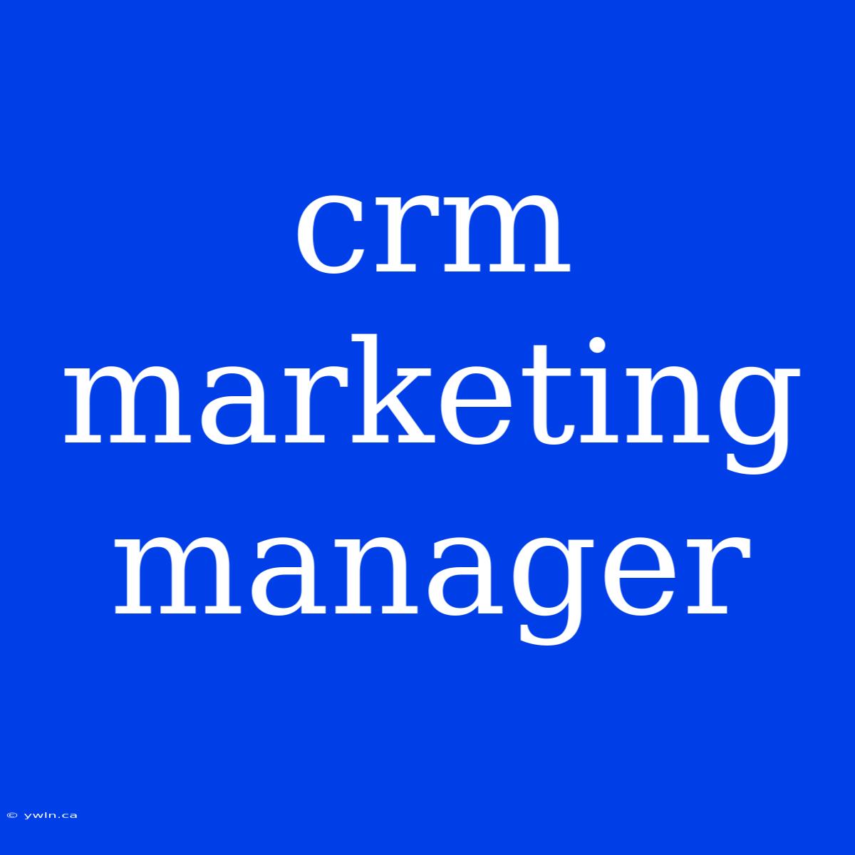 Crm Marketing Manager