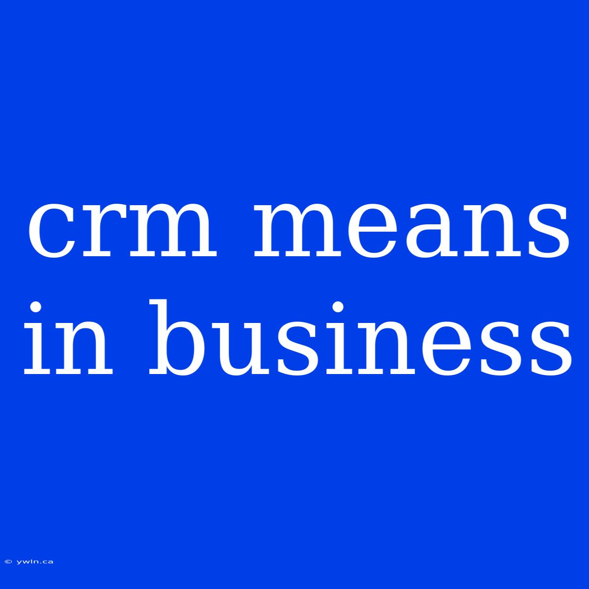 Crm Means In Business