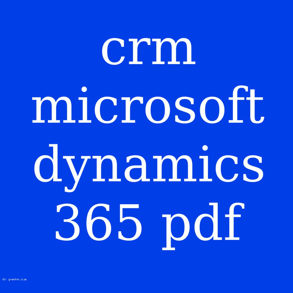 Crm Microsoft Dynamics 365 Pdf