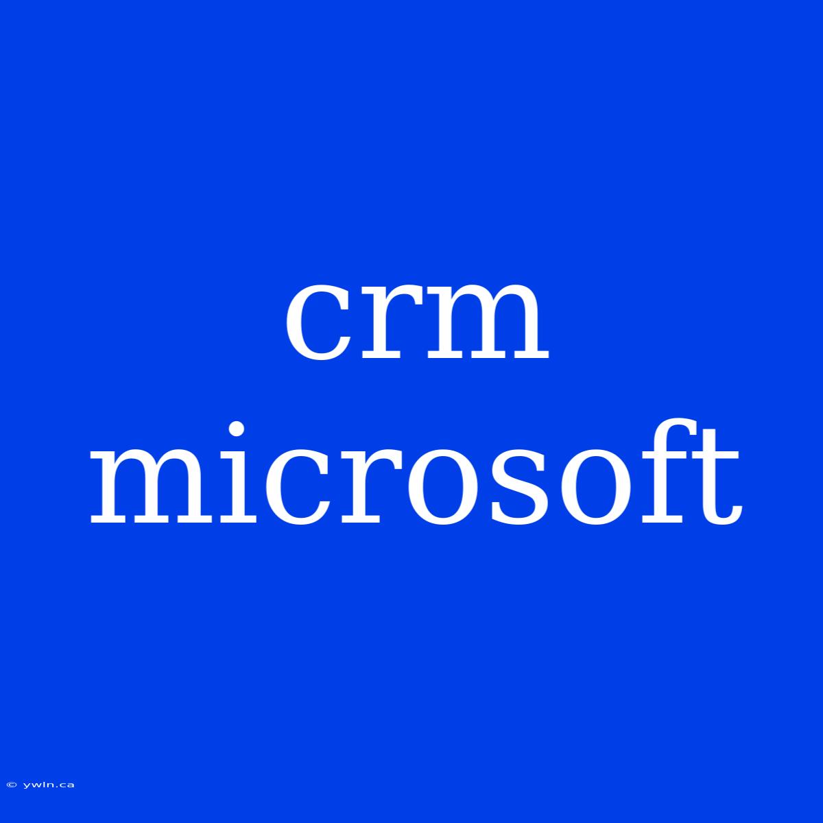 Crm Microsoft