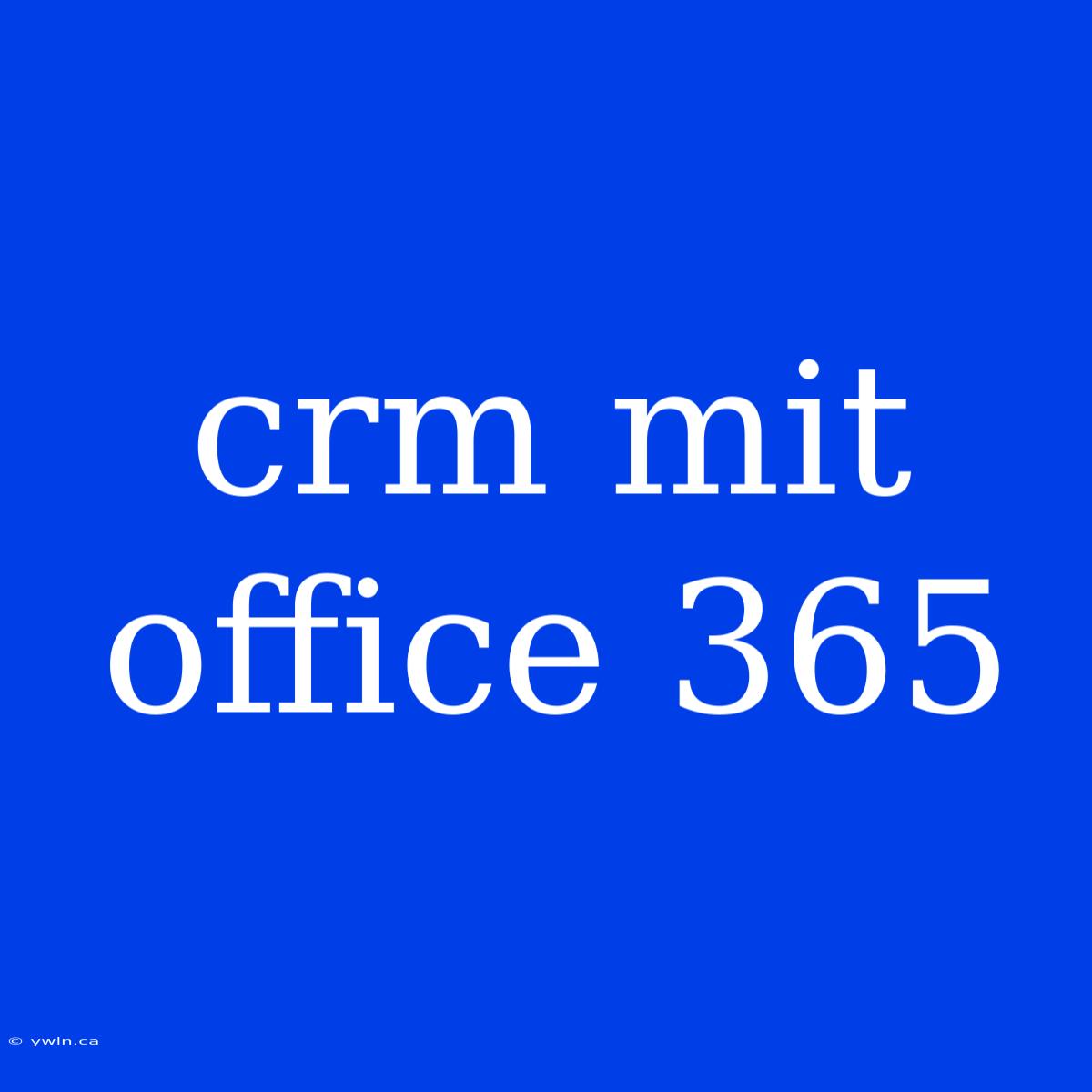 Crm Mit Office 365