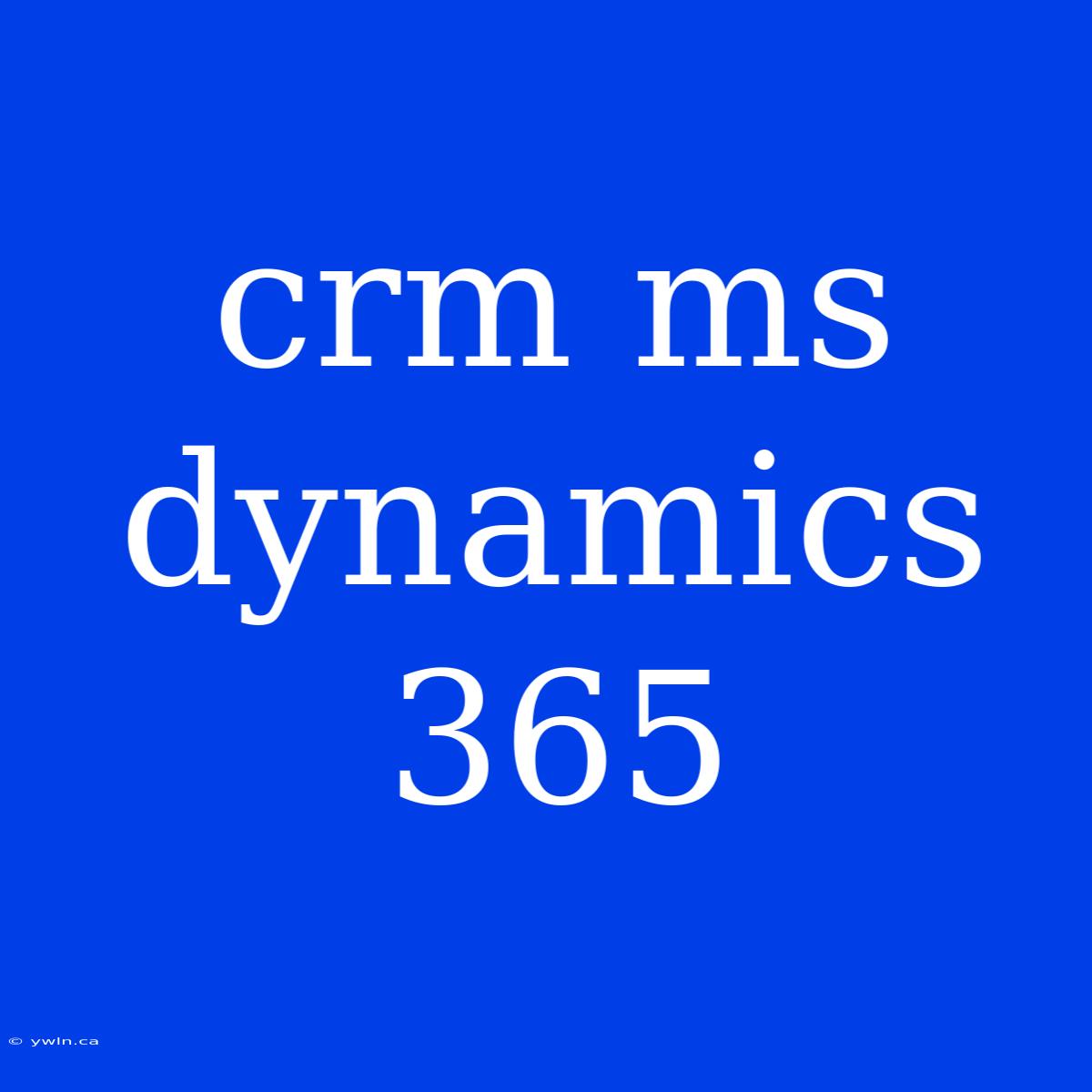 Crm Ms Dynamics 365