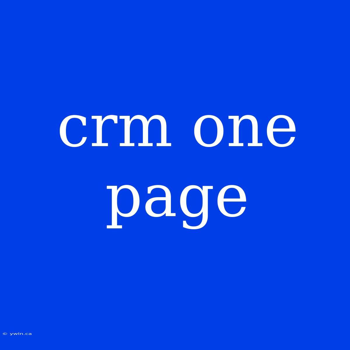 Crm One Page