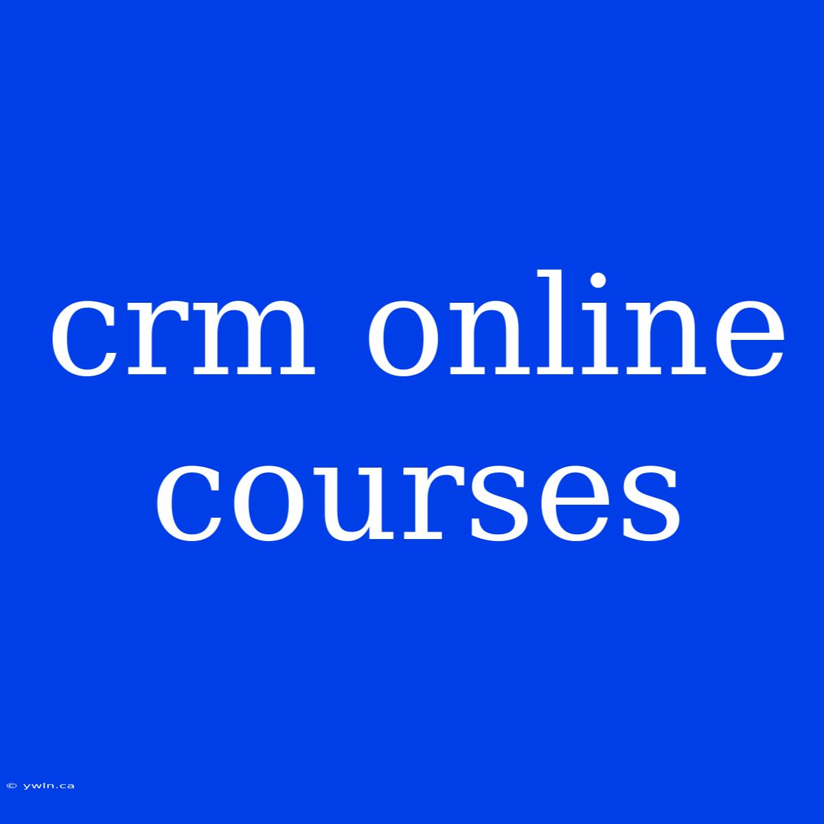 Crm Online Courses