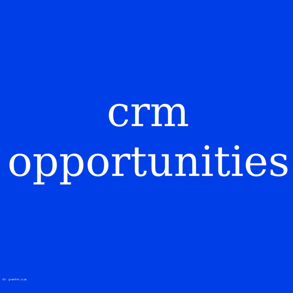 Crm Opportunities