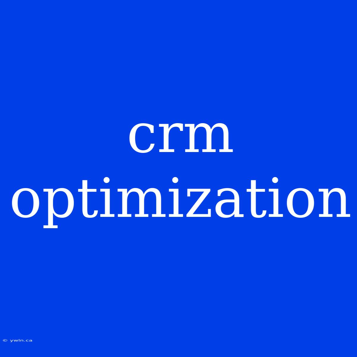 Crm Optimization