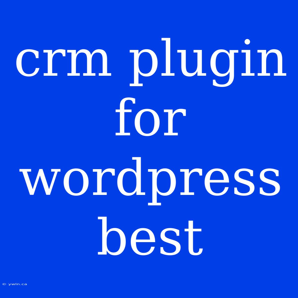 Crm Plugin For Wordpress Best