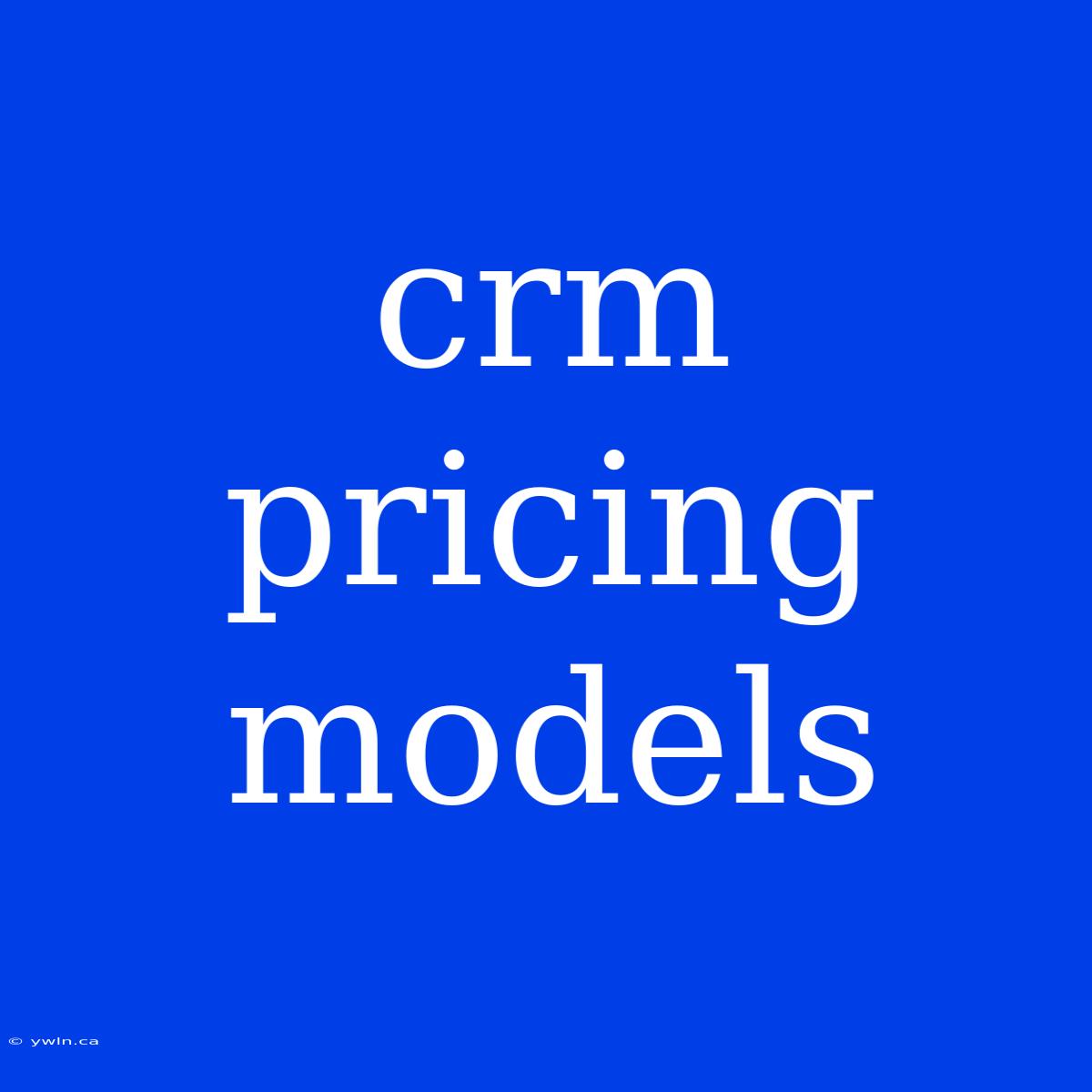 Crm Pricing Models