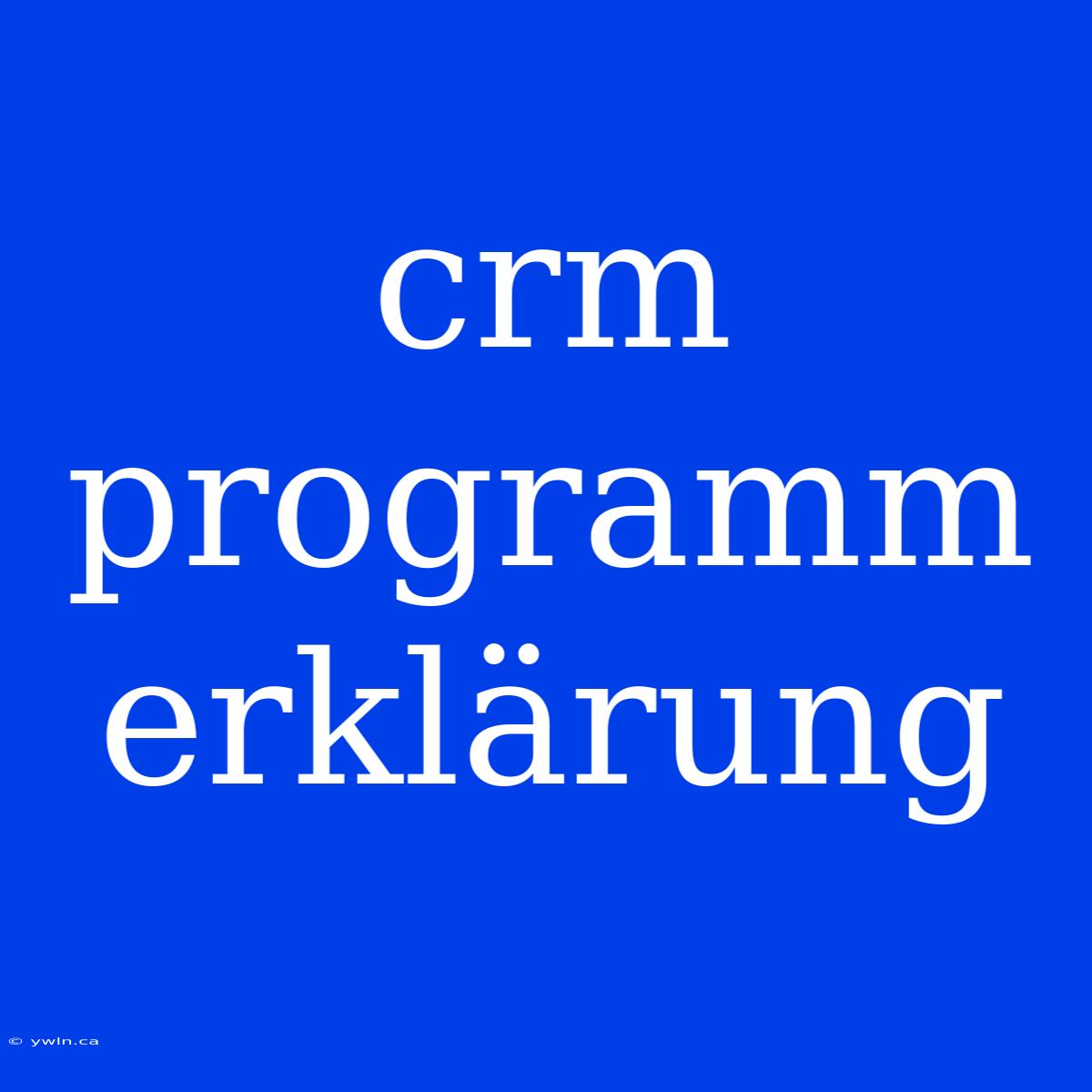 Crm Programm Erklärung