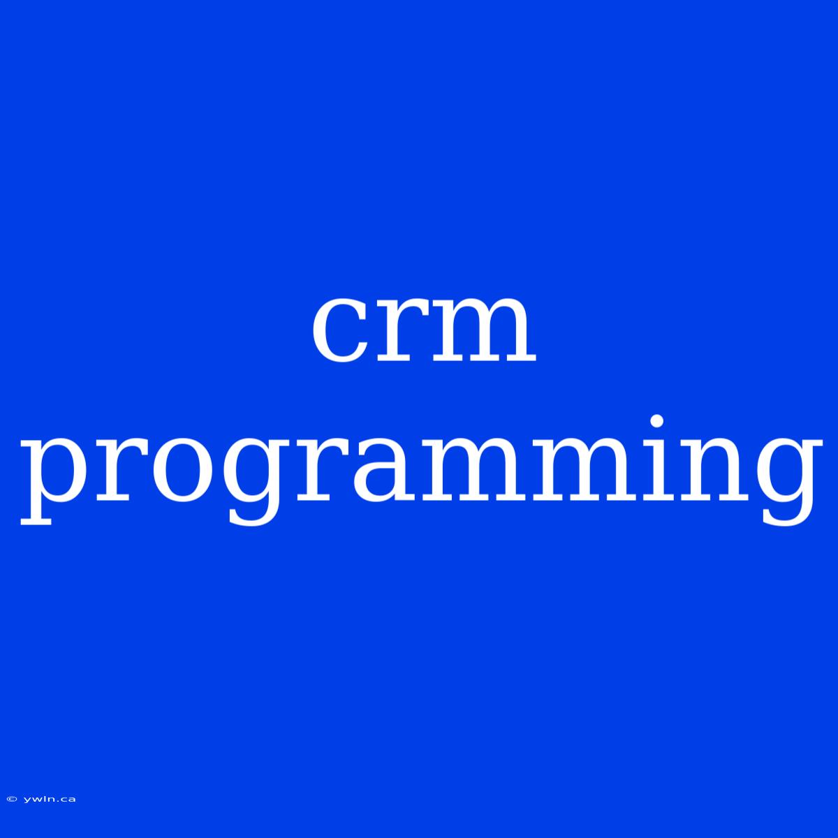 Crm Programming