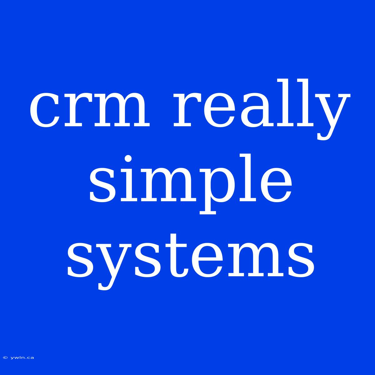 Crm Really Simple Systems