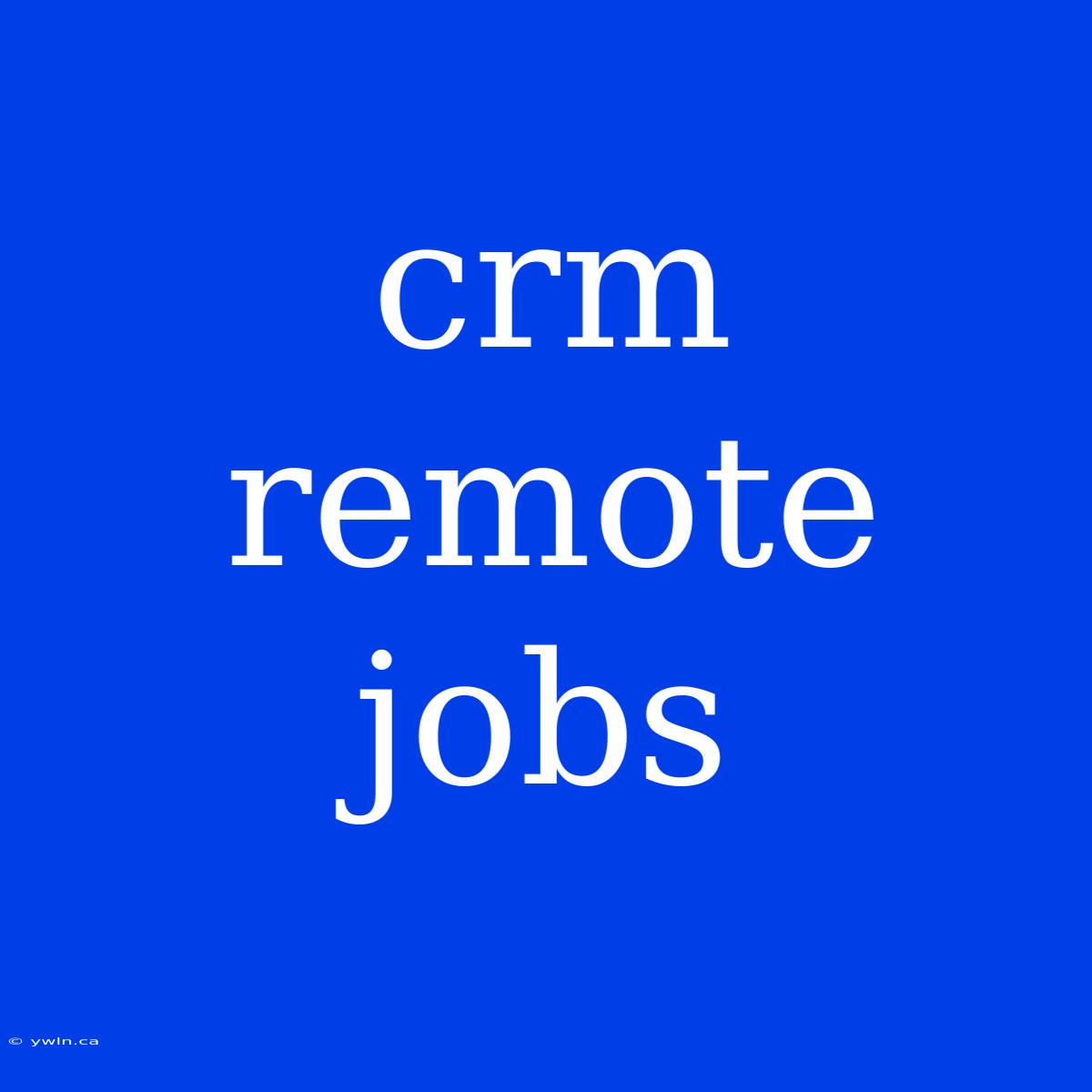 Crm Remote Jobs