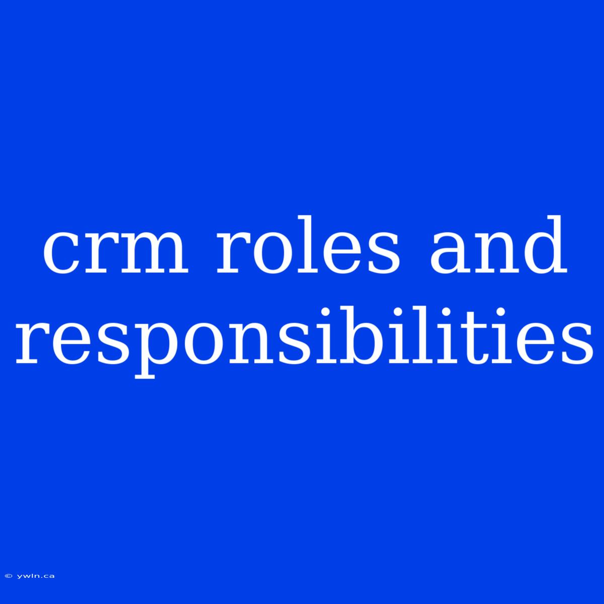 Crm Roles And Responsibilities