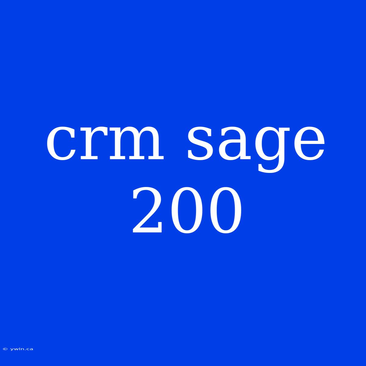 Crm Sage 200