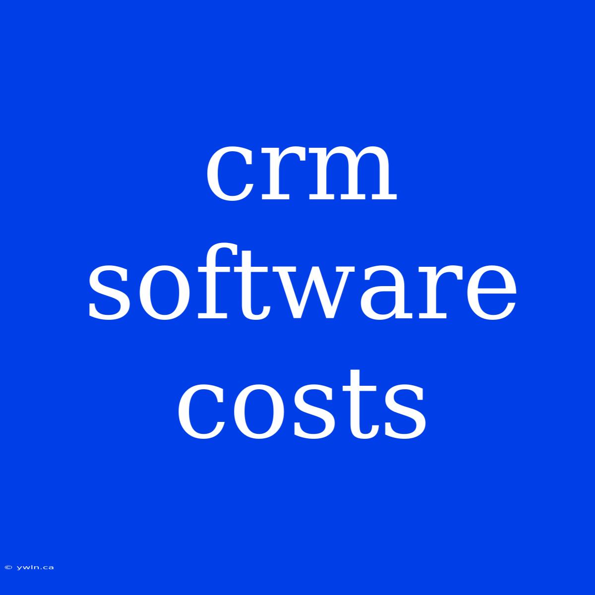 Crm Software Costs