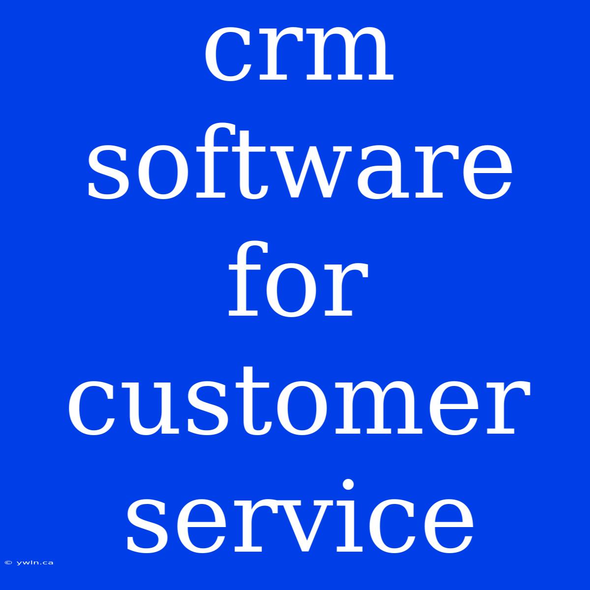 Crm Software For Customer Service