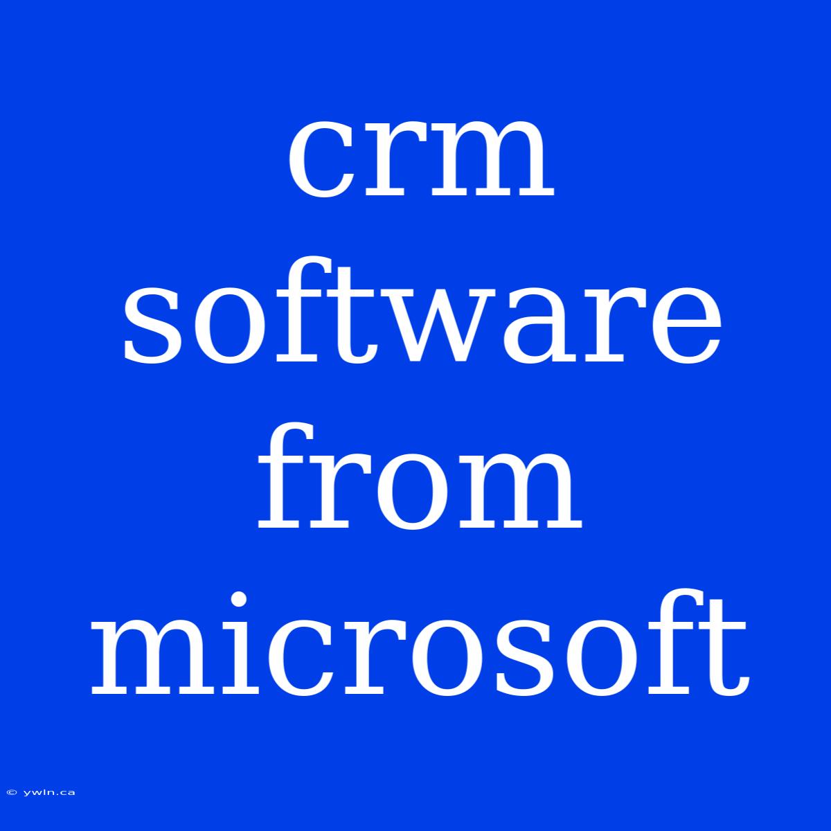 Crm Software From Microsoft