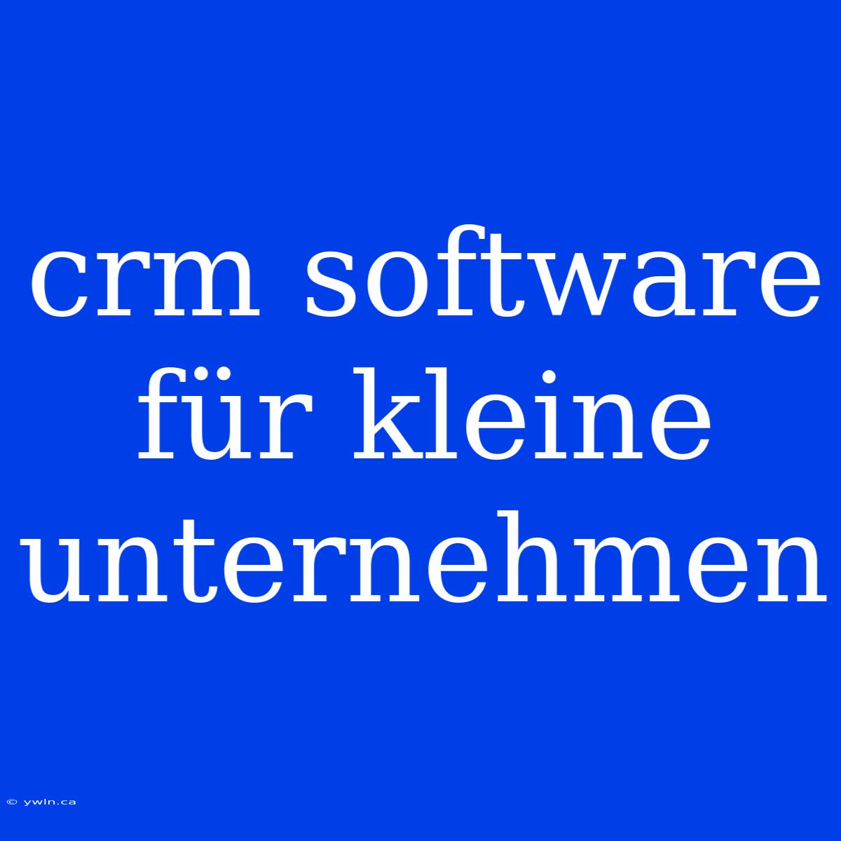 Crm Software Für Kleine Unternehmen