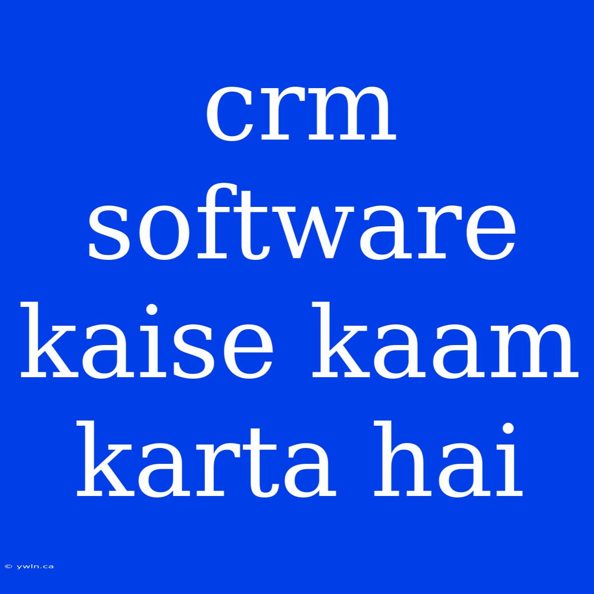 Crm Software Kaise Kaam Karta Hai