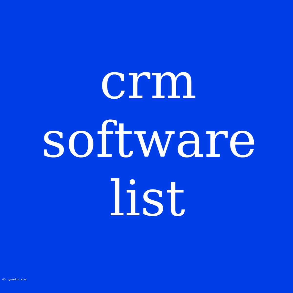 Crm Software List