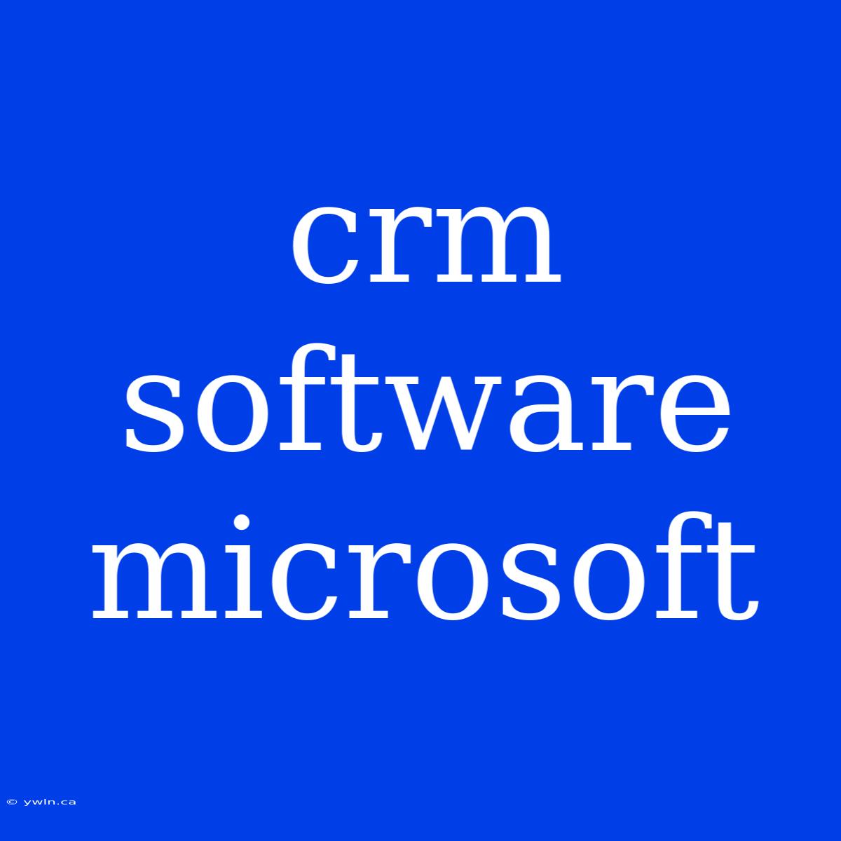 Crm Software Microsoft