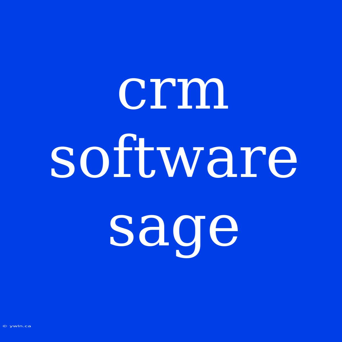 Crm Software Sage