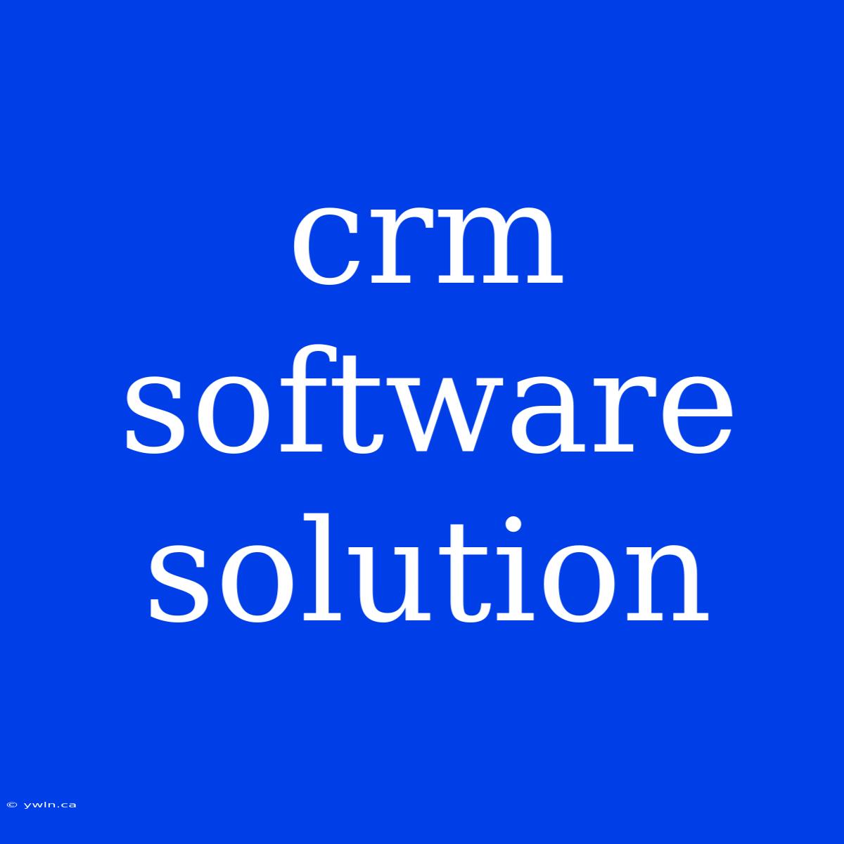 Crm Software Solution