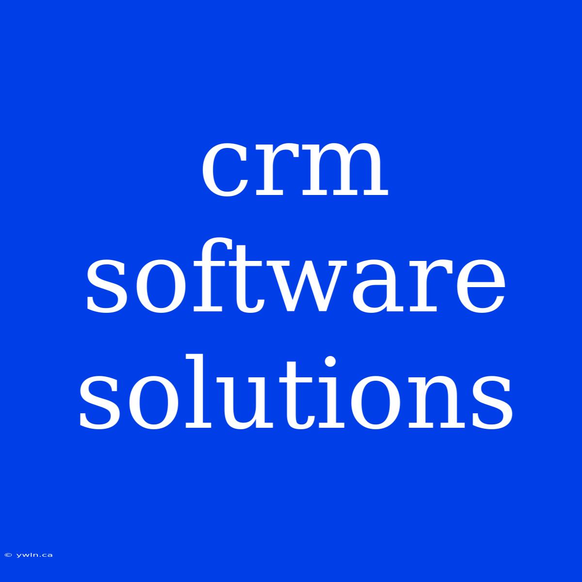 Crm Software Solutions