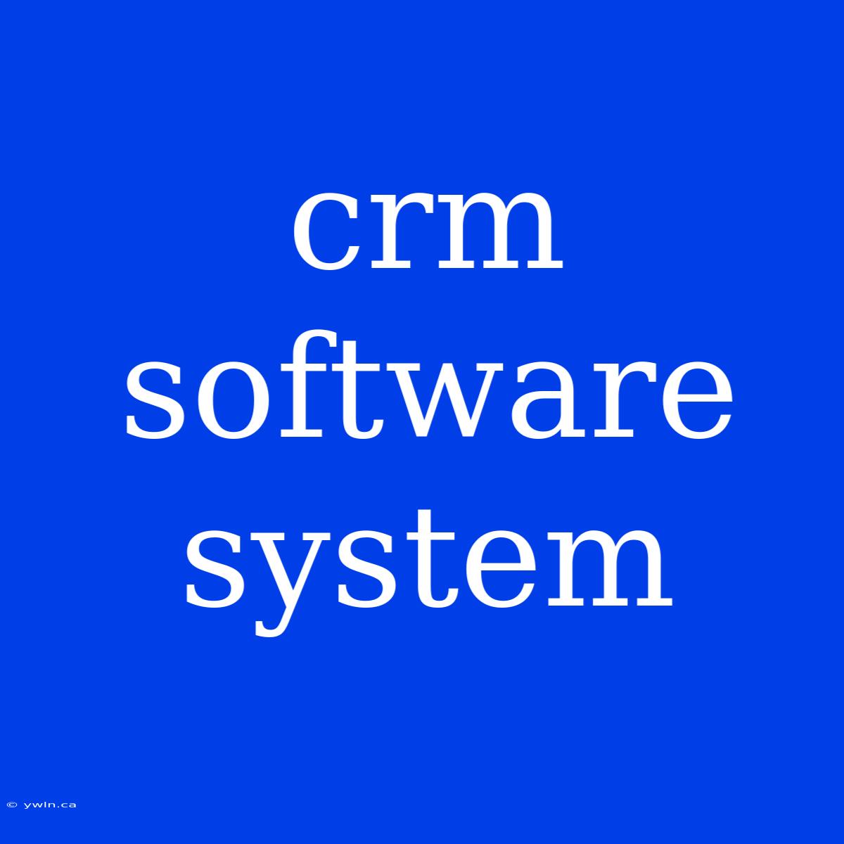 Crm Software System